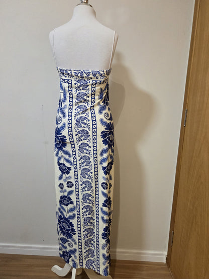 Vestido Farm Floral Azul Canelado