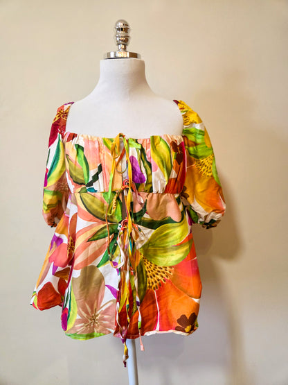 Blusinha Farm Floral com Amarração Frontal