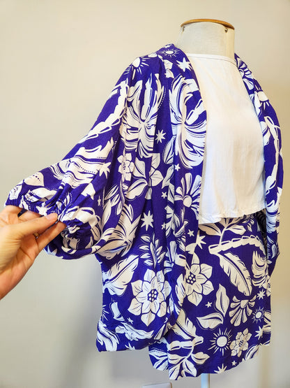 Conjunto JMS Kimono com Shorts-Saia Floral Ultravioleta
