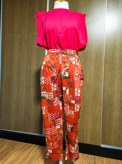 Calça Farm Cenoura Estampa Vermelha