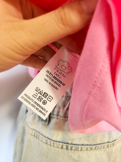 Camiseta Farm Feirinha Box - Fundo Rosa