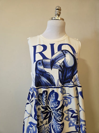 Vestido Farm Patch Casal de Tucanos Azul