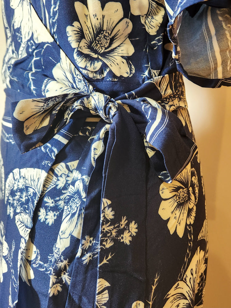 Vestido Farm Azul Floral Envelope