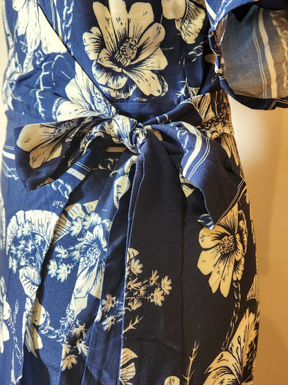 Vestido Farm Azul Floral Envelope