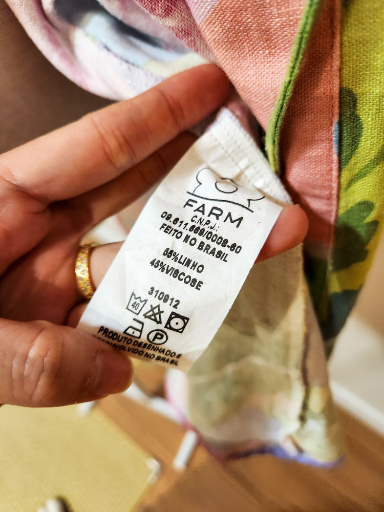 Kimono Farm Alongado Folhagens com Amarração