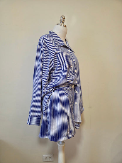 Conjunto Rosa Boneca Camisa e Shorts Listrado