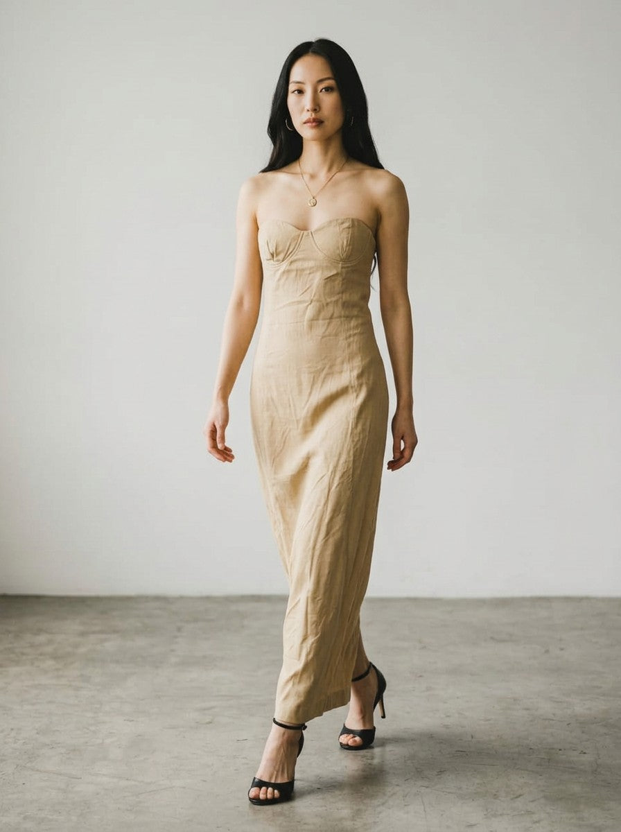 Vestido Farm Meia Taça Bege