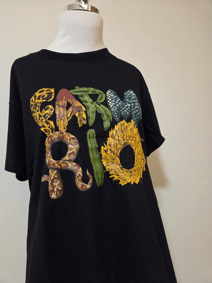 Camiseta Farm Rio Estampa Letras Texturizadas fundo Preto