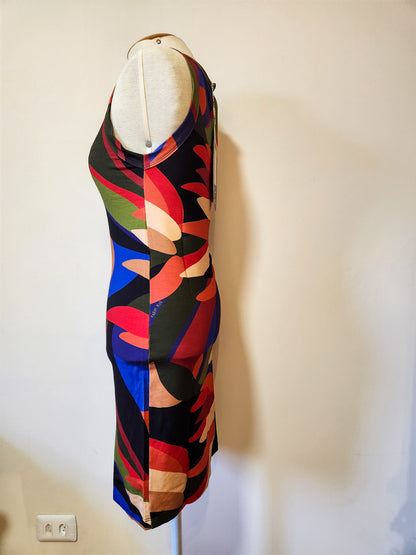 Vestido Farm Estampa Abstrata Regata Justo