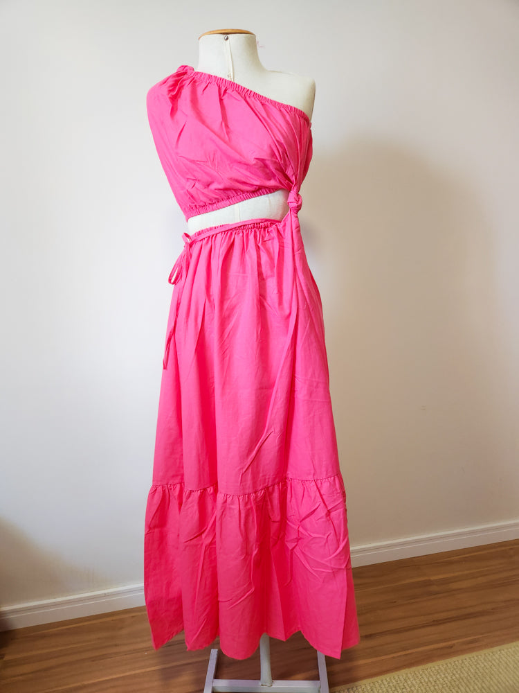 Vestido Farm Pink Um Ombro Só