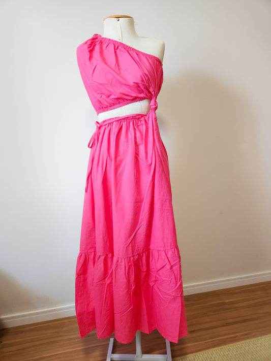 Vestido Farm Pink Um Ombro Só