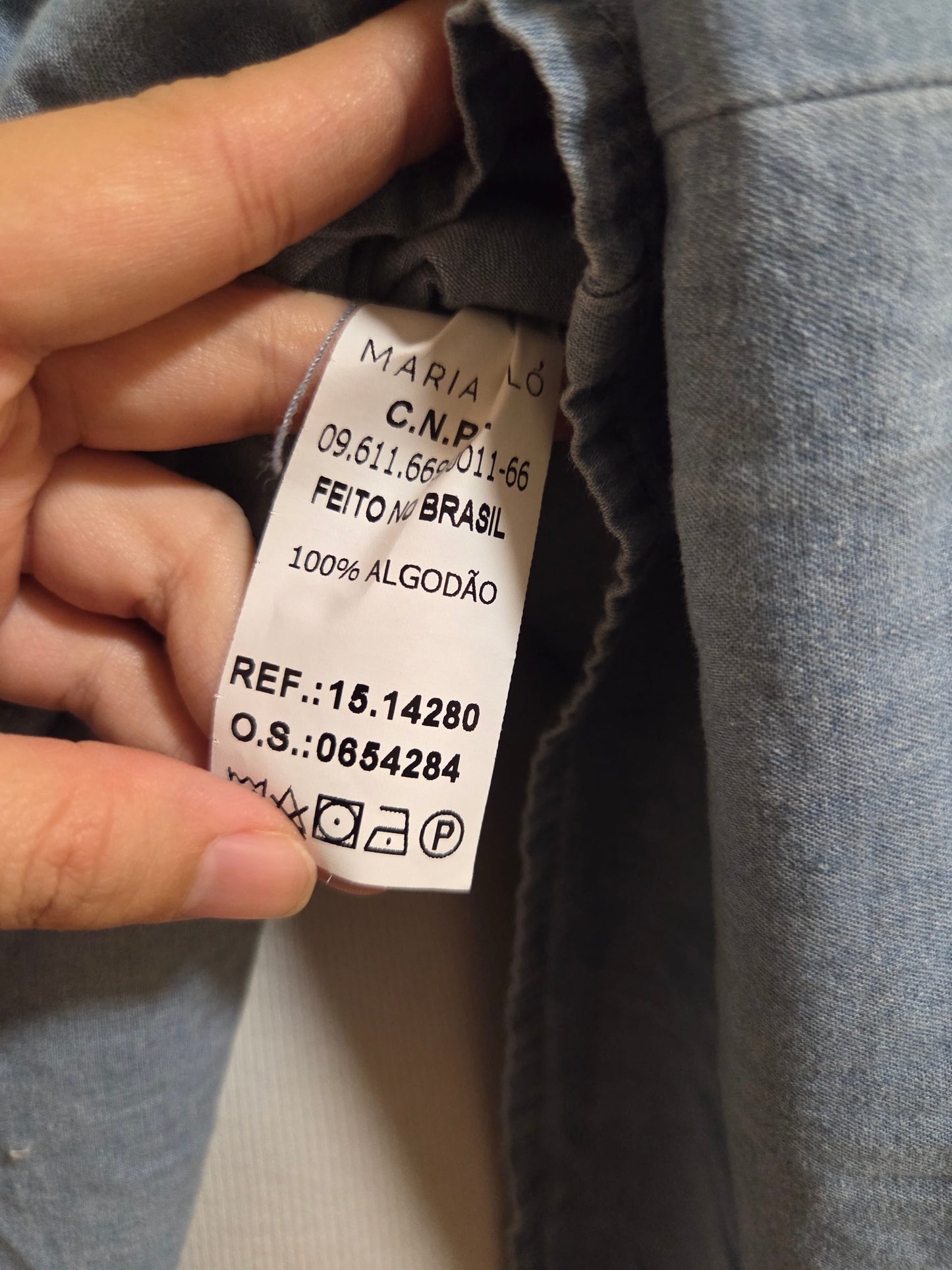 Vestido Maria Filó Curto Jeans Manga Comprida