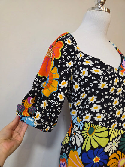 Vestido Farm Cropped Patch Margarida Solar Floral