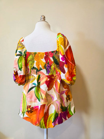 Blusinha Farm Floral com Amarração Frontal