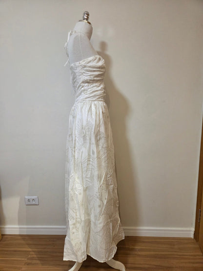 Vestido Farm Jardim Místico Foil Bege