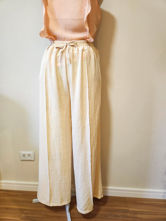 Calça Rosa Boneca Pantalona Creme