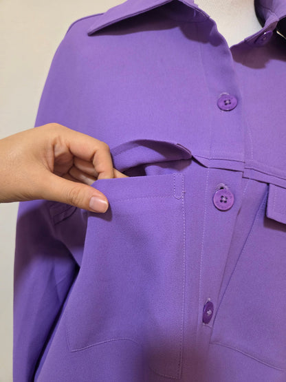 Camisa Nati Vozza Lilás Iris Modelo Fraser