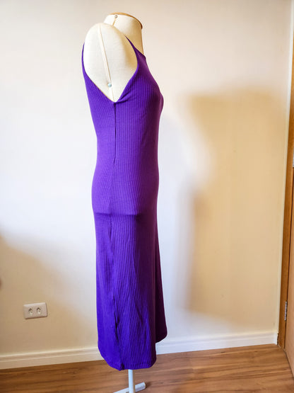 Vestido Farm Canelado Liso Roxo