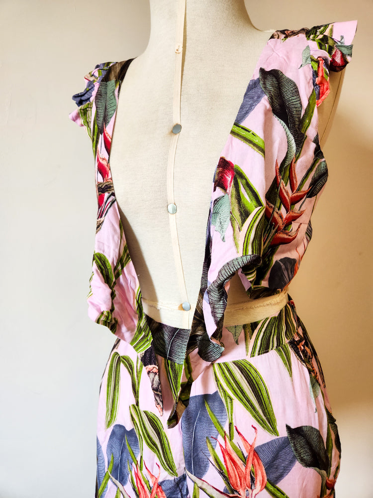 Conjunto Farm Top e Shorts Floral Roxo
