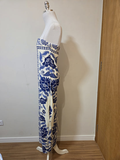 Vestido Farm Floral Azul Canelado