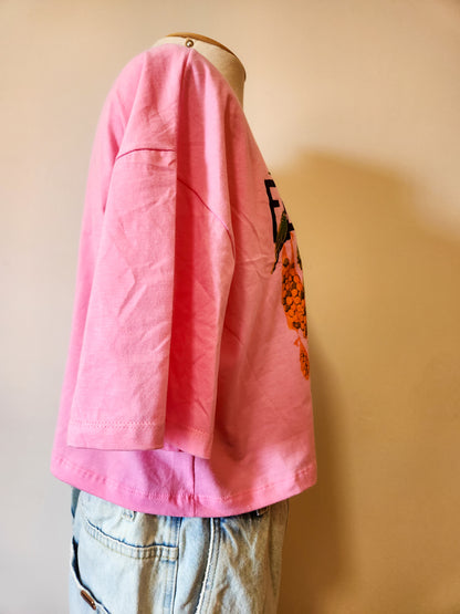 Camiseta Farm Feirinha Box - Fundo Rosa