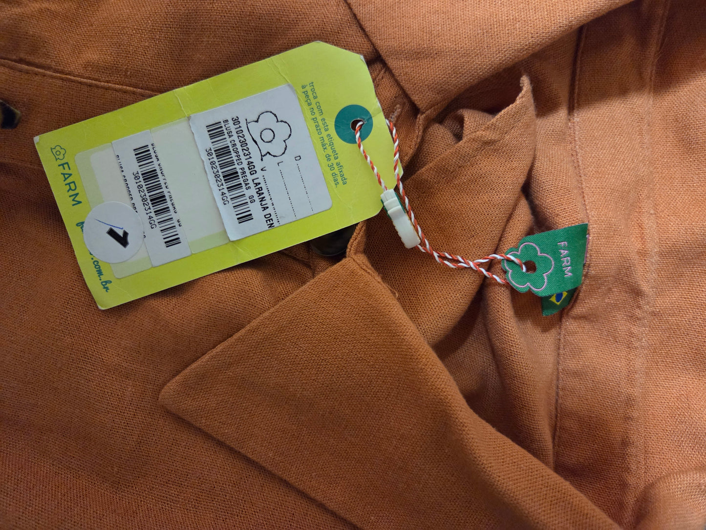 Blusinha / Colete Farm Pregas Laranja