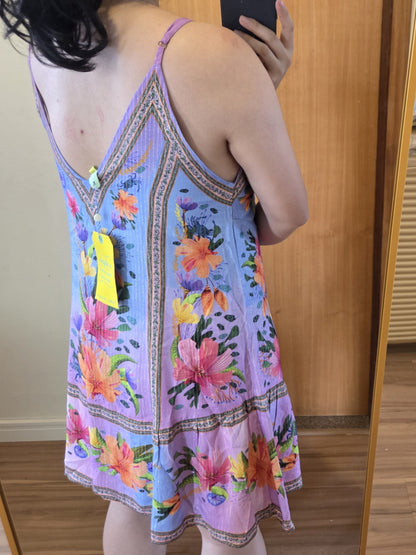 Vestido Farm Curto Maralina Lilás Azaléia