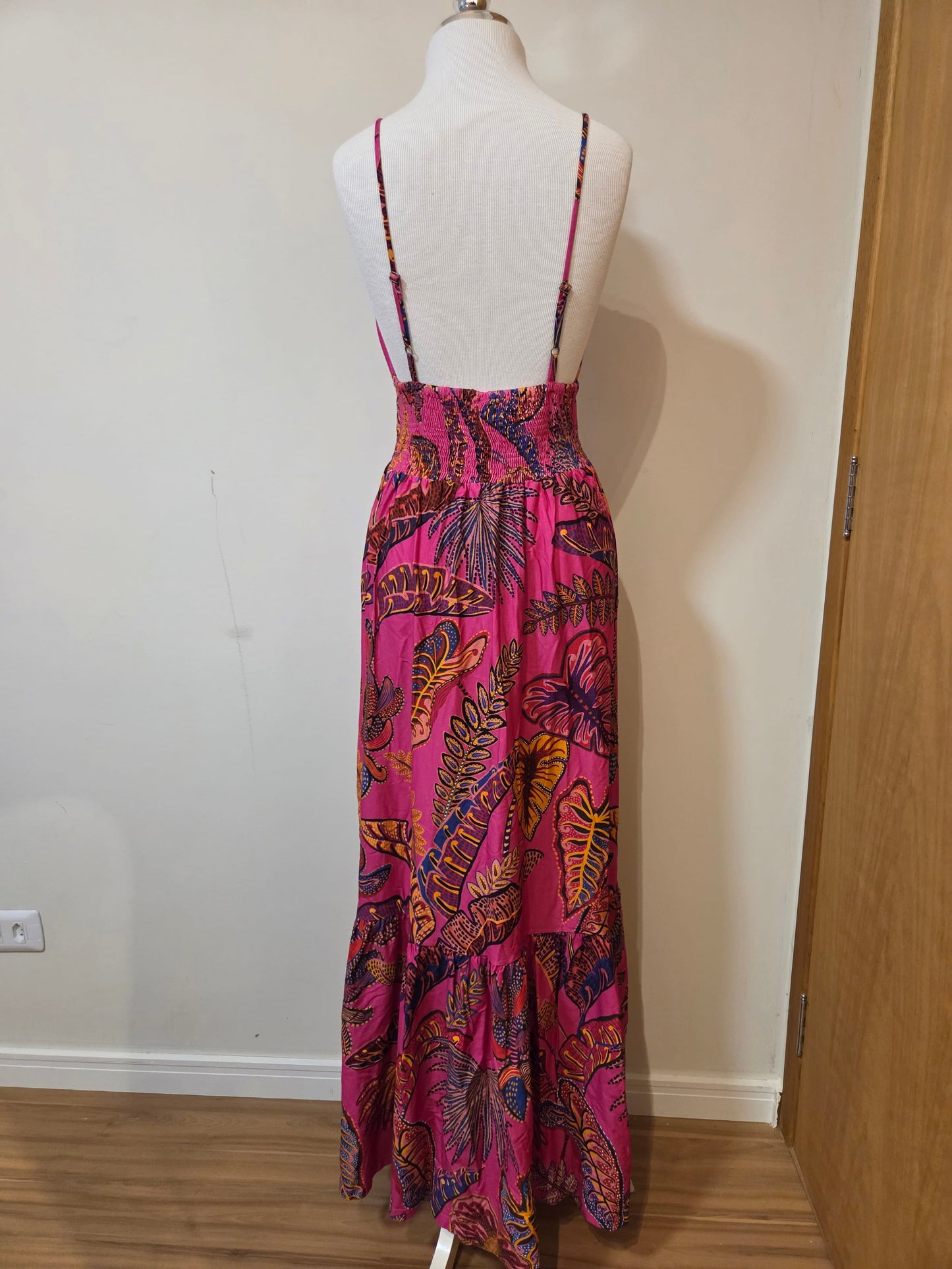 Vestido Farm Folhagem Cool Rosa