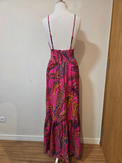 Vestido Farm Folhagem Cool Rosa