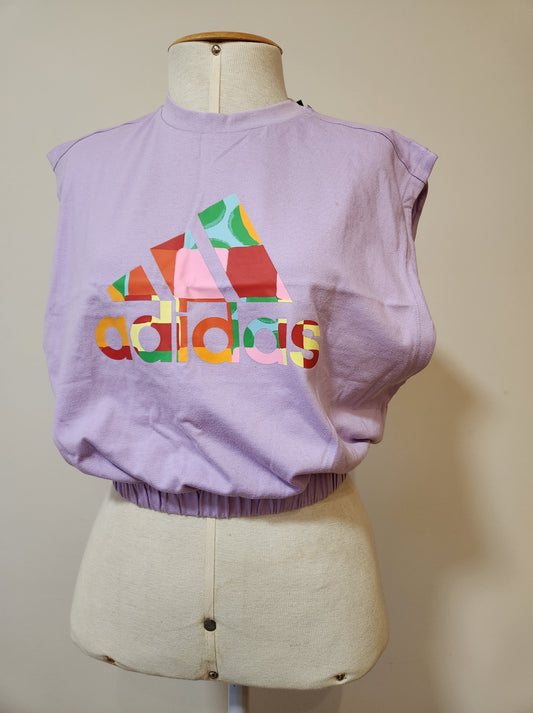 Blusinha Farm Adidas Lilás - Modelo Cropped