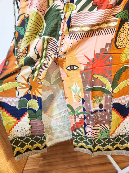 Vestido Farm Manga Longa Cidade Mística