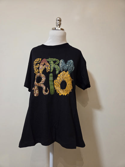 Camiseta Farm Rio Estampa Letras Texturizadas fundo Preto