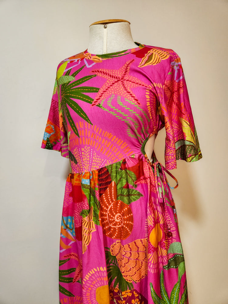 Vestido Farm Bronzeado Rosa Gandaia