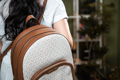 Mochila Michael Kors Grande Caramelo e Creme