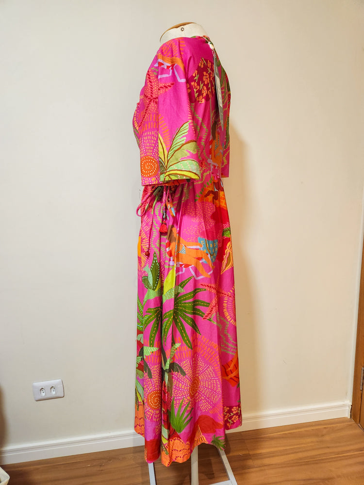 Vestido Farm Bronzeado Rosa Gandaia