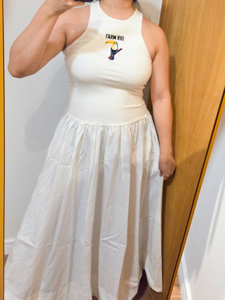 Vestido Farm Tucano Bordado Branco/Off White