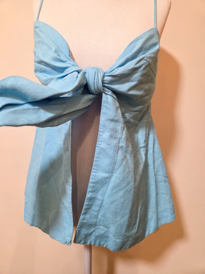 Blusinha Farm Azul Claro Laço Frontal