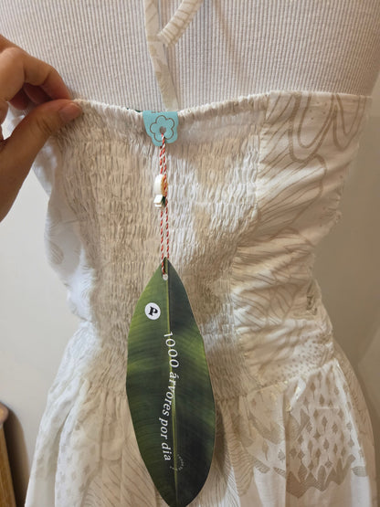 Vestido Farm Jardim Místico Foil Bege