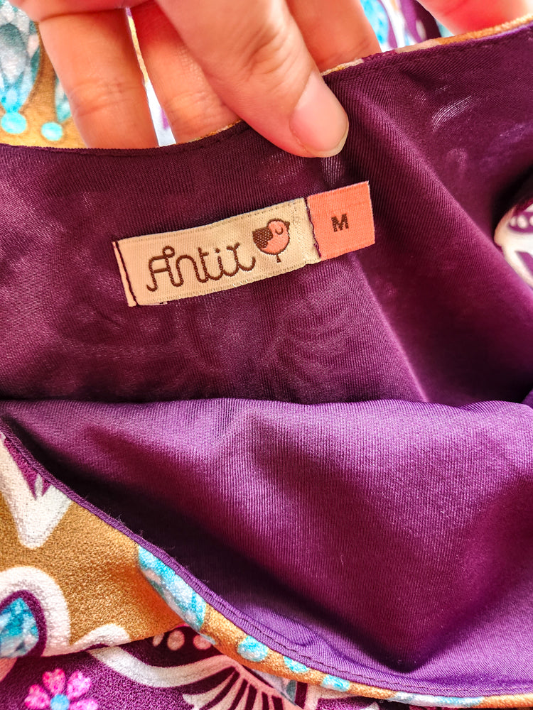 Vestido Antix Curto Floral Roxo