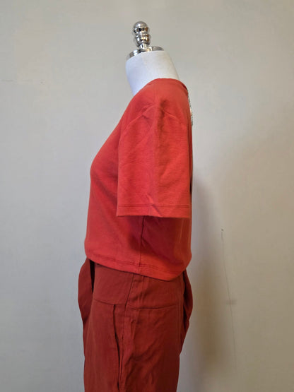 Blusinha Farm Rib Cropped Vermelho Morango