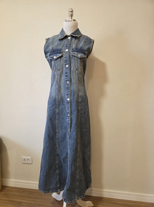 Vestido Zara Jeans Regata Longo