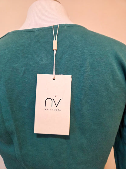 Blusinha Nati Vozza Verde Manga Longa com Torção Frontal