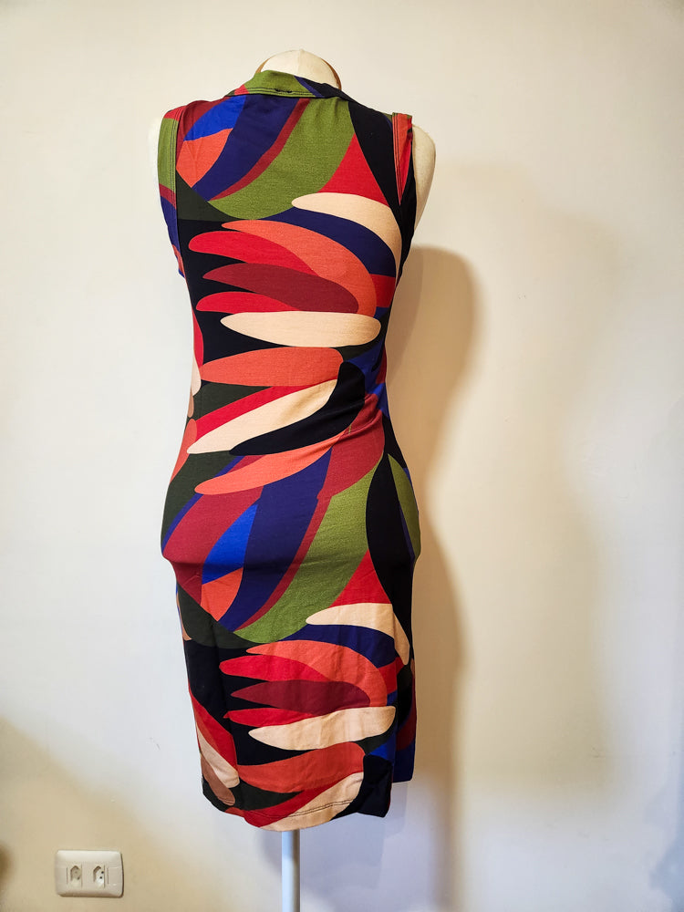 Vestido Farm Estampa Abstrata Regata Justo