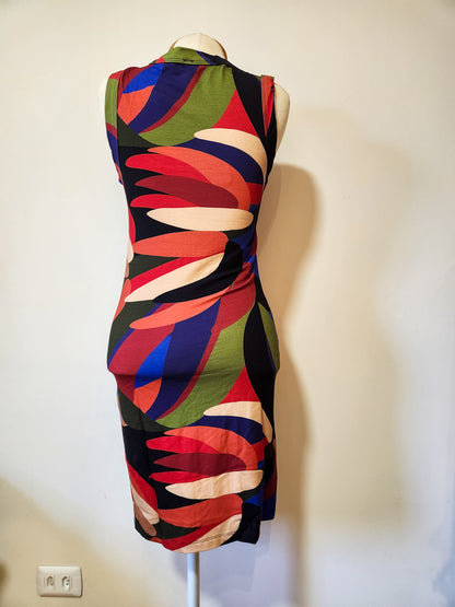 Vestido Farm Estampa Abstrata Regata Justo