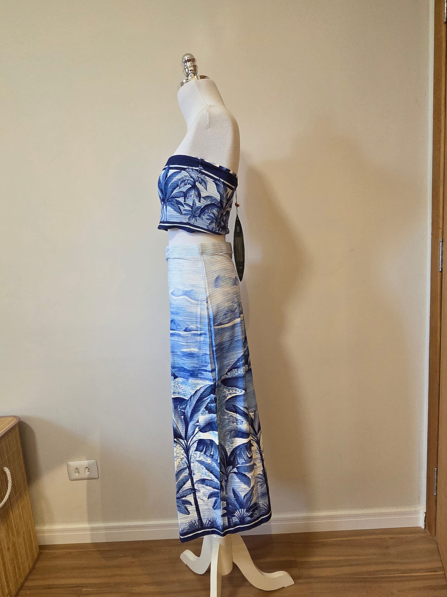 Conjunto Farm Top e Saia Rio Vintage - Azul