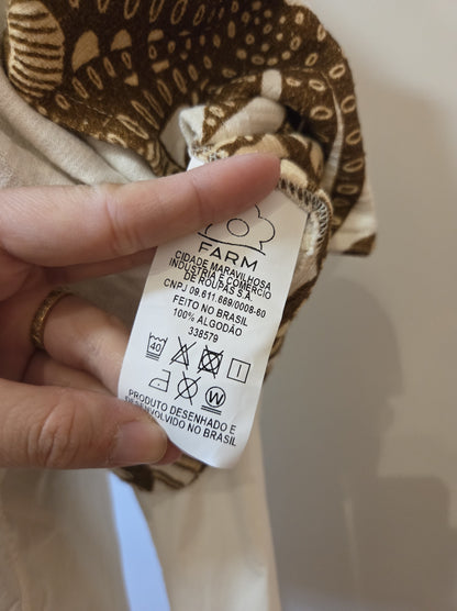 Colete Farm Folhagens Marrom e Branco