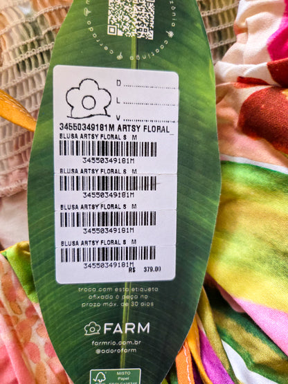Blusinha Farm Floral com Amarração Frontal