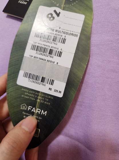 Blusinha Farm Adidas Lilás - Modelo Cropped