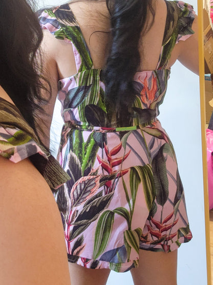 Conjunto Farm Top e Shorts Floral Roxo