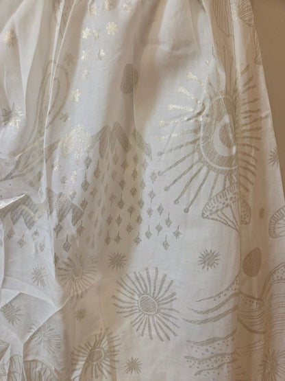 Vestido Farm Jardim Místico Foil Bege